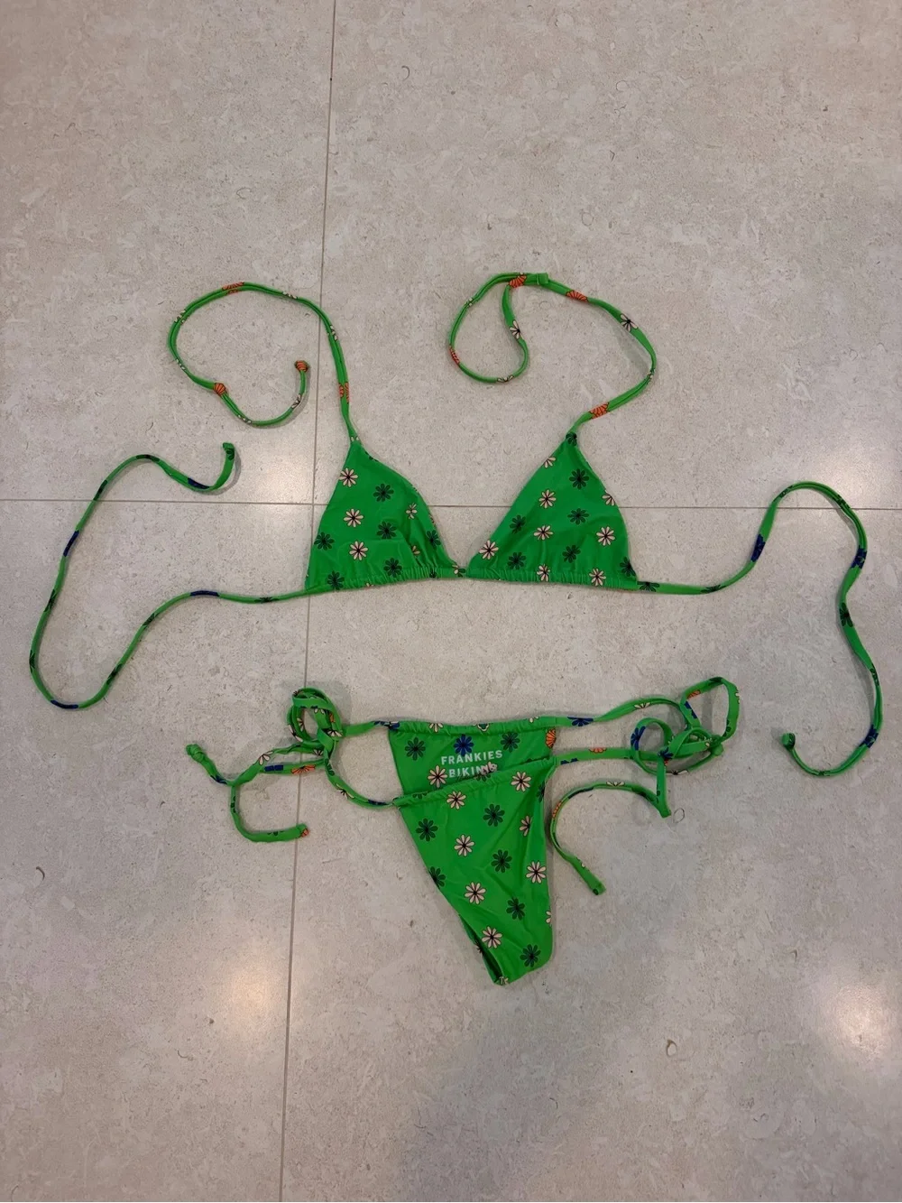 Frankies Bikinis Green Floral Triangle Bikini